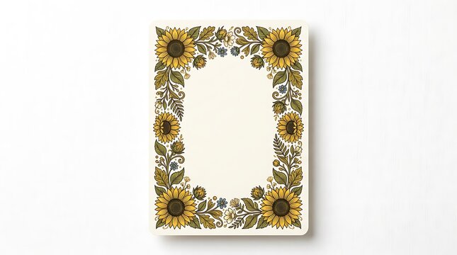 Decorative sunflower corner frame design
