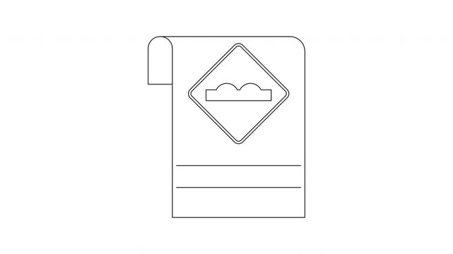 Speed bump road sign icon vector illustration simple line art.