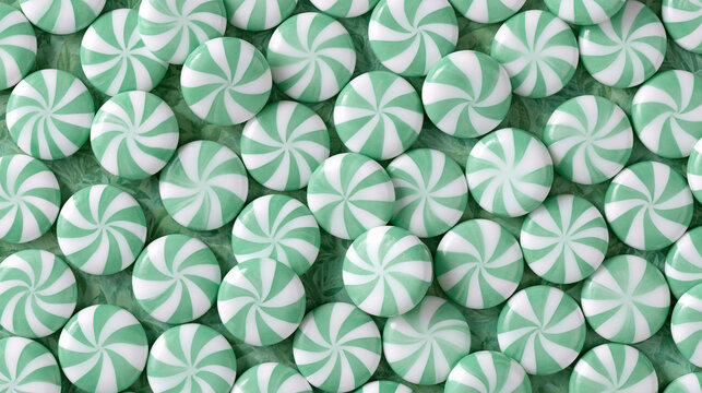 Striped Green Peppermints in a Seamless Candy Texture