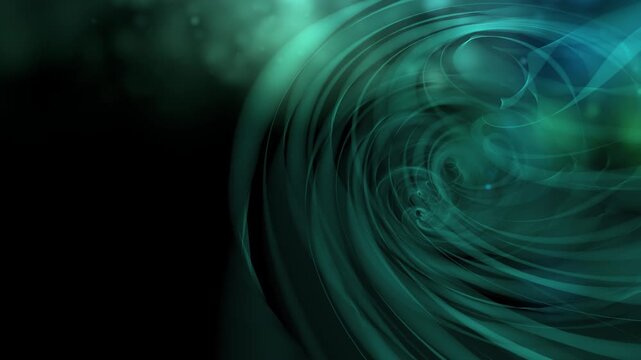 A swirling vortex of ethereal green light radiates outward in a dynamic spiral pattern