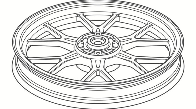 Technical line drawing of a motorcycle wheel rim isolated on white background.