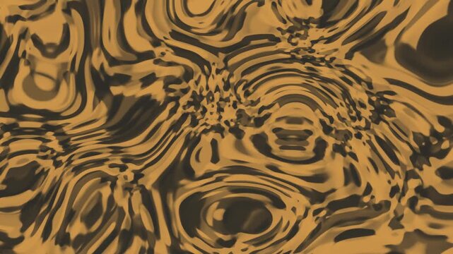 Metallic Bronze Ochre Topographic Liquid Contour Lines Motion Loop