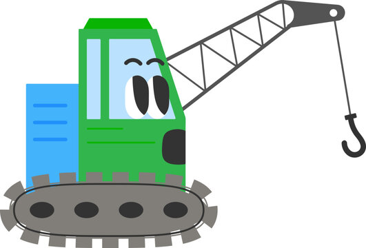 Crawler Crane Construction Character Illustration