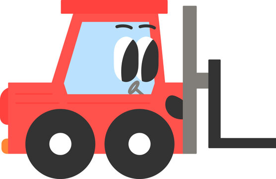 Forklift Cute construction vehicles flat vector illustration