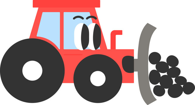Snowplow Cute construction vehicles flat vector illustration