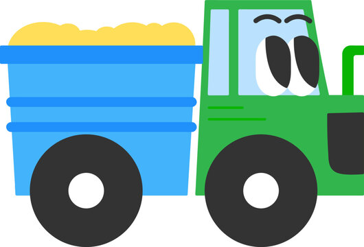 Cute construction vehicles flat vector illustration Dump Truck 