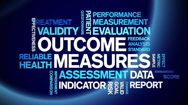 Outcome Measures animated word cloud-text design animation tag kinetic typography seamless loop.