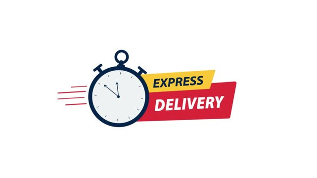Animated Express Delivery Icon with Moving Stopwatch 