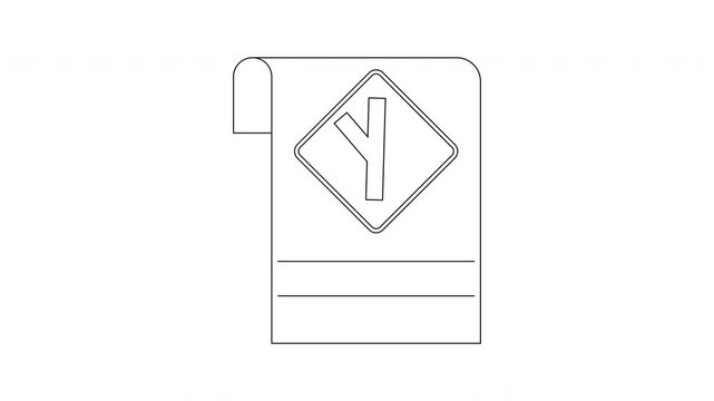 Road Signage Icon Representing a Fork in the Road.