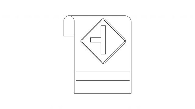 Road Signage Illustration with T-Junction Symbol.