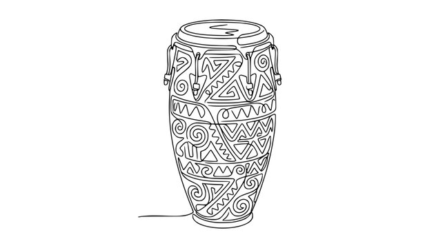 African Conga Drum with Tribal Pattern Isolated