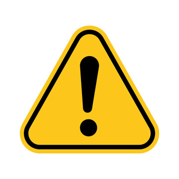 Yellow Warning Triangle Exclamation Mark Icon Isolated on Transparent Background