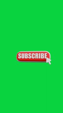 subscribe button 3d, click cursor green screen animation