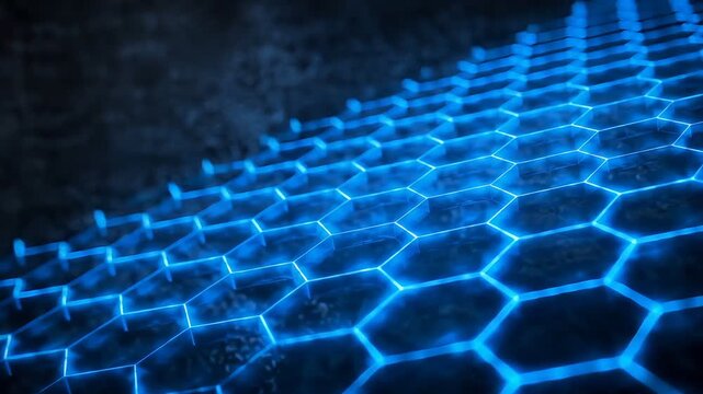 Hexagon Pattern Background with Glowing Blue Digital Network for Futuristic Technology