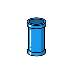 Obraz premium Blue Industrial PVC Plumbing Pipe Vector Icon for Construction Works