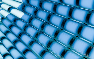 Obraz premium Abstract blue geometric pattern with repeating cylindrical shapes and soft light gradients.