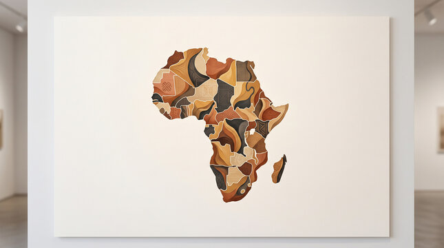 Abstract canvas print depicting african continent mosaic pattern with earthy tones with tones gallery wall mosaic map africa