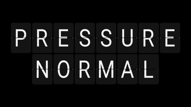 Split-Flap Blank to PRESSURE NORMAL Technical Status Display Animation on Black Background