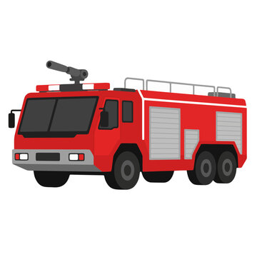 Red Airport Fire Truck with Roof Monitor and Side Compartments
