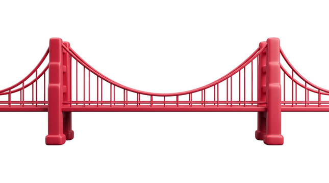 3d red suspension bridge isolated