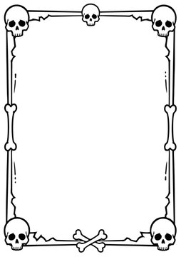 Skull frame border vector illustration featuring spooky human bones for Halloween party invitation card designs