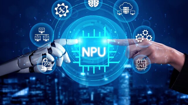 Futuristic Interaction Between Human Hand and Robotic Hand Pointing Towards NPU Technology with Digital Icons Representing Innovation and Intelligence. Entropy.