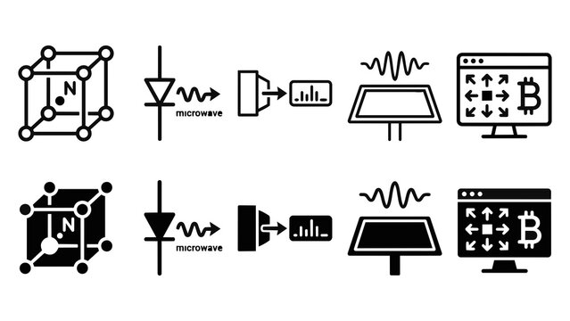 Center Magnetometers Line and Solid Icon Pack For Presentation | diamond, nv, physics, sensing, field - Clean Modern and Editable Vector Icon Set