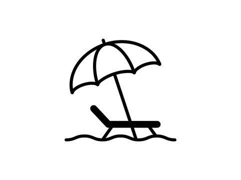 Simple beach umbrella and lounge chair illustration