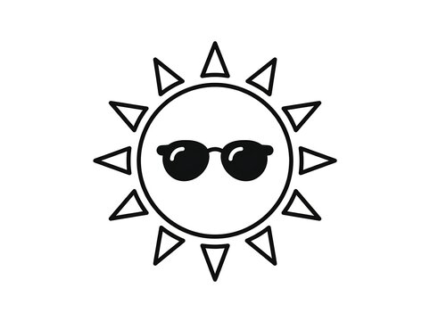 Cartoon sun with cool sunglasses smiling