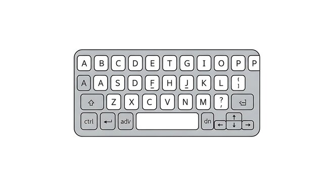 Close-up view of a blank computer keyboard layout.