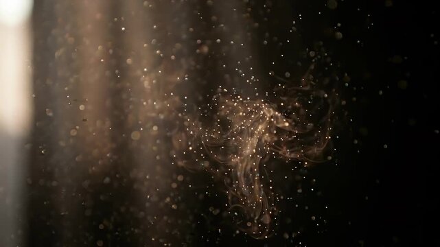 Ambient Dust Motes Catching Subtle Light Rays While Falling in Neutral Soft Lighting for Atmospheric Mood
