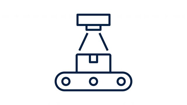 Conveyor Belt Package Scanner Animated Line Icon