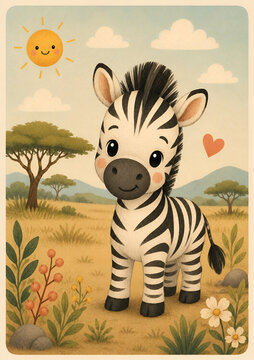 Smiling Zebra in the Sunny Savanna