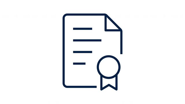 Animated Certificate Line Icon Motion Graphic