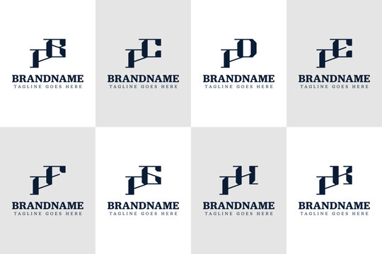 Letters PB PC PD PE PF PG PH PK Logo Set Monogram, for BP CP DP EP FP GP HP KP initials