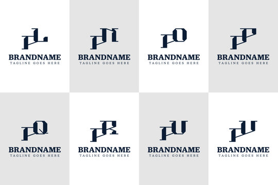Letters PL PN PO PP PQ PR PU PV Logo Set Monogram, for LP NP OP PP QP RP UP VP initials
