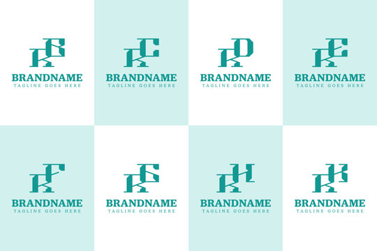 Letters RB RC RD RE RF RG RH RK Logo Set Monogram, for BR CR DR ER FR GR HR KR initials