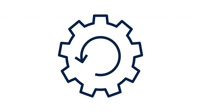 Animated Gear and Arrow Line Icon