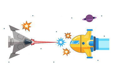 Space Battle Spaceship Vector Illustration © langit
