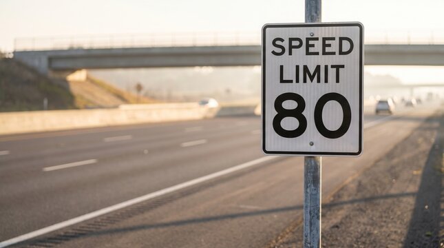 Speed Limit 80 Sign on an Elevated Highway