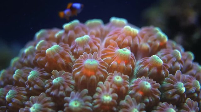 Vibrant coral polyps on the ocean floor mauritius