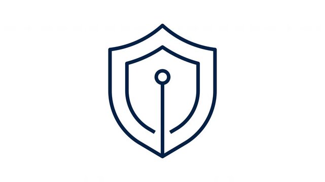 Animated Cyber Security Shield Icon Line Art Loop