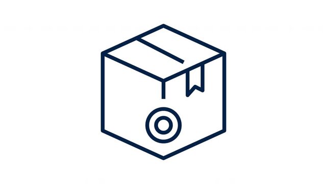 Animated Cardboard Box Package Tracking Line Icon
