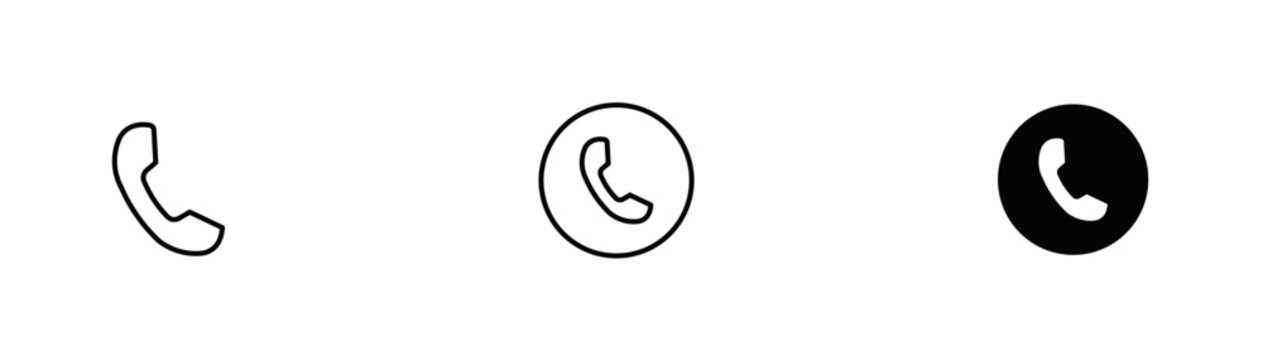 A simple line drawing of three phone icons in different styles on a white background