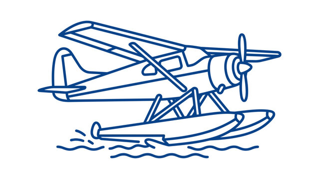 Seaplane Outline Vector Illustration