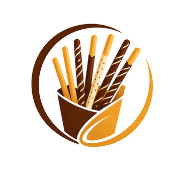 Chocolate Coated Biscuit Sticks Logo Vector Design for Snack and Bakery Branding