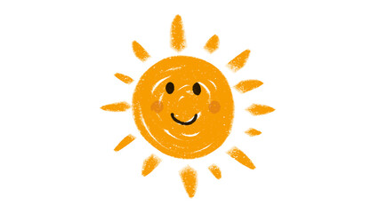 Cute Smiling Sun Illustration with Rays for Summer Weather and Joyful Design