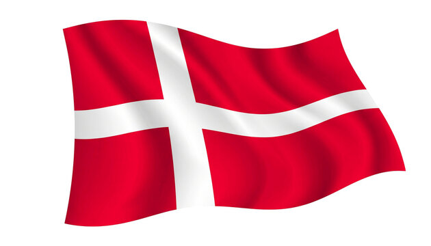 Waving flag of denmark isolated on transparent background digital animation design motion.