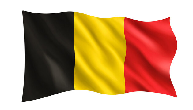 Waving Belgium National Flag Isolated on Transparent Background