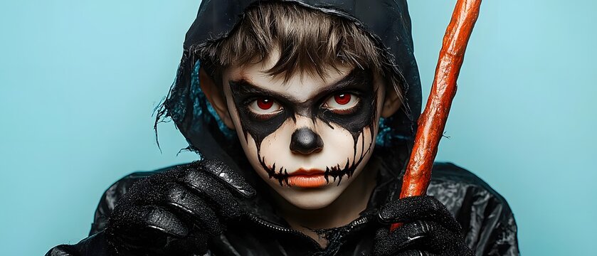 Boy in villain costume, Halloween.